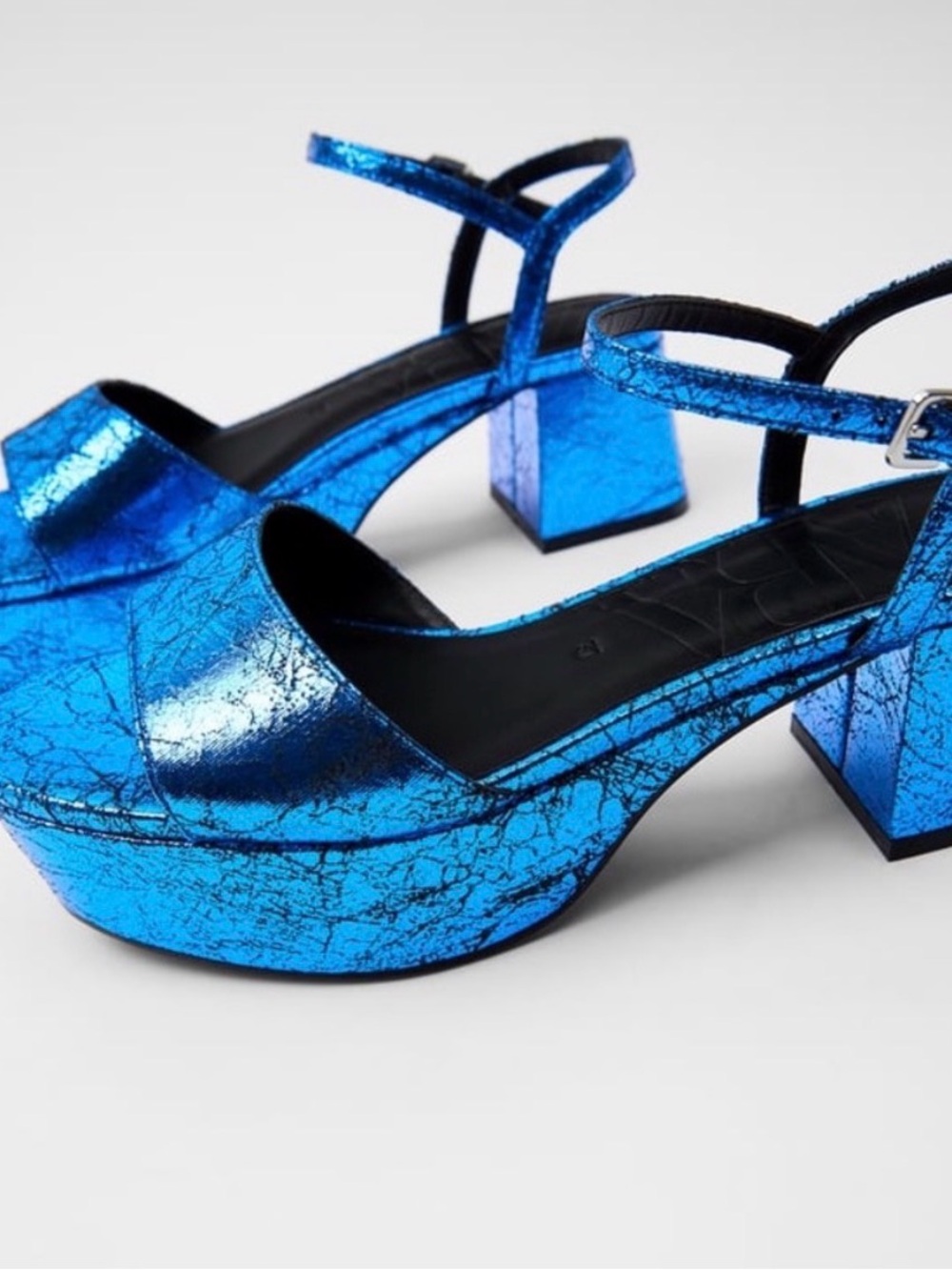 Zara Metallic Electric Blue Platform Sandals